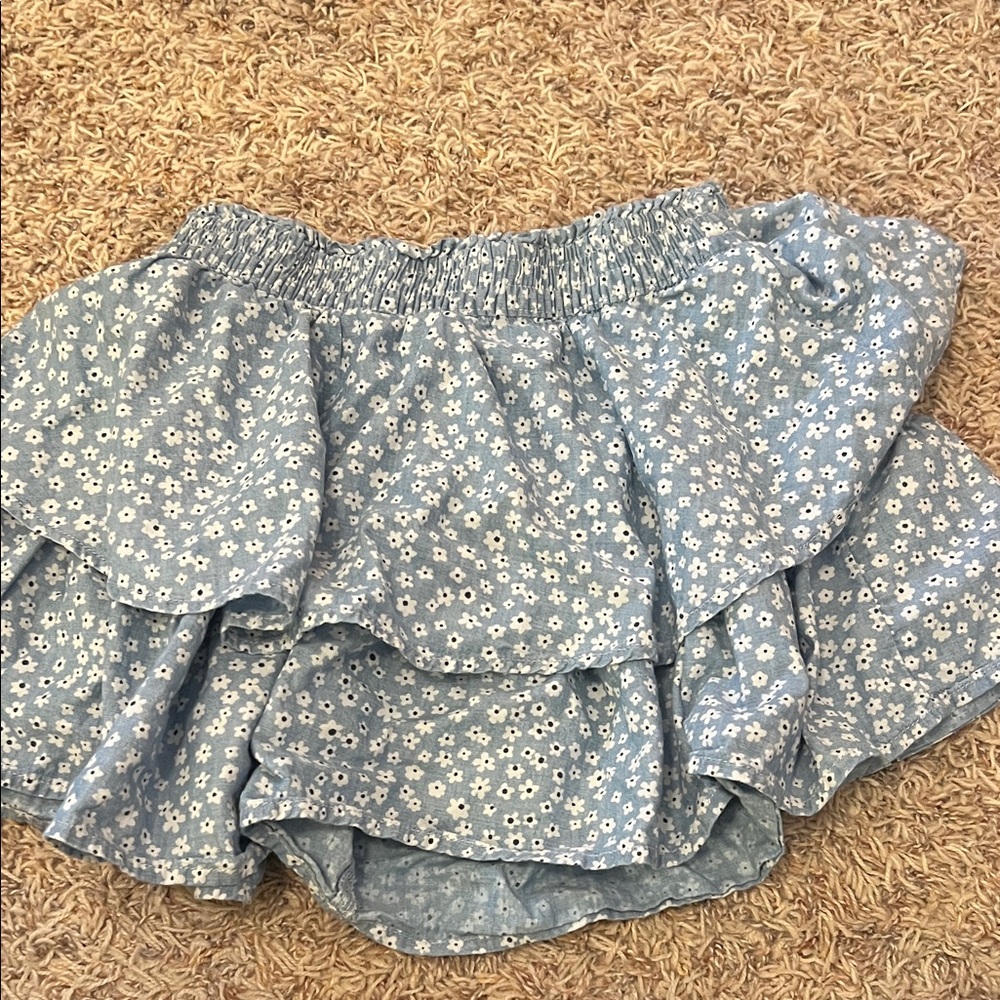 Floral Blue Ruffle Skirt/Skort